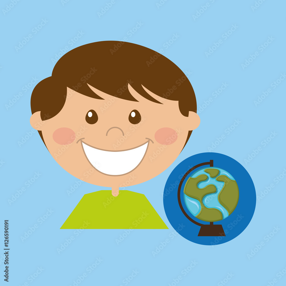 boy cartoon school globe map icon design vector illustration eps 10 boy cartoon school globe map icon design vector illustration eps 10