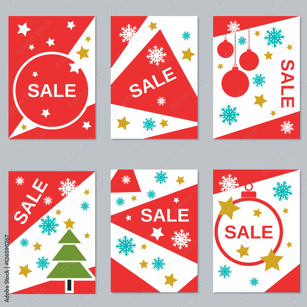 Christmas and New Year sale booklets vector set