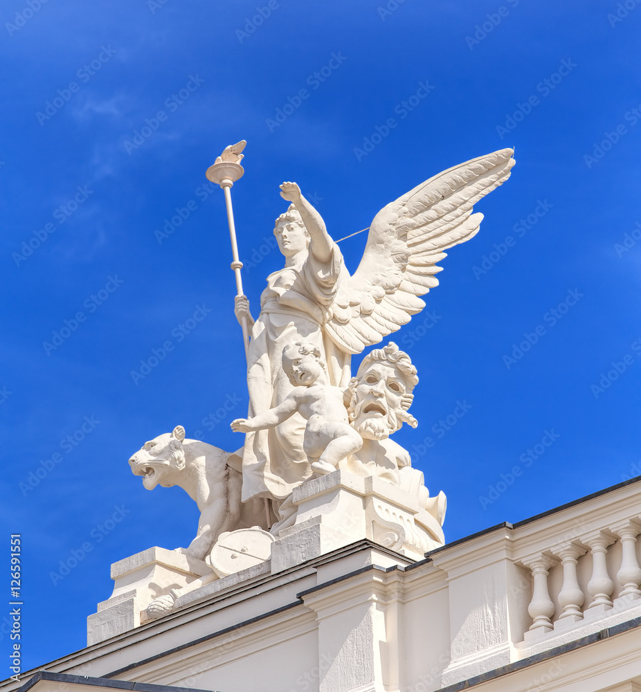 Sculpture on the top of the Zurich Opera House building