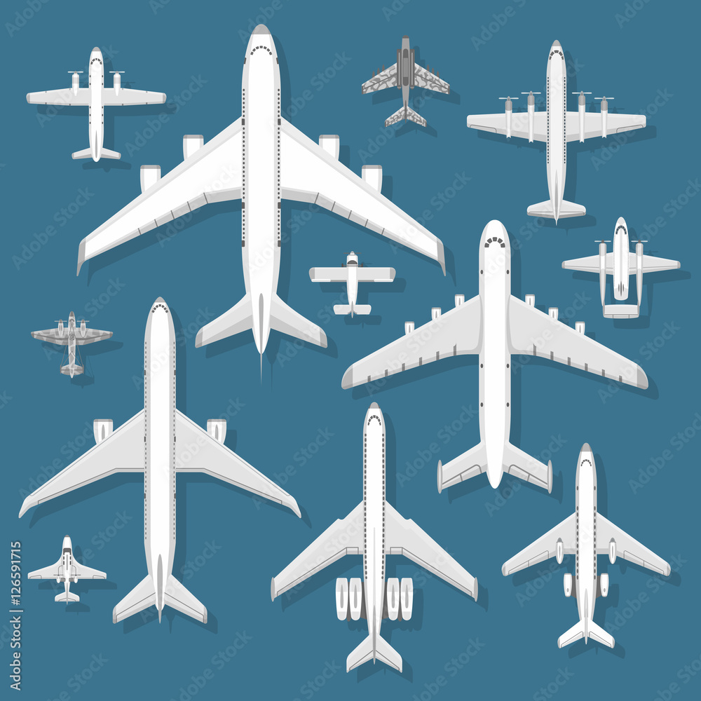 Airplane top view vector illustration. Airplane top view vector illustration.