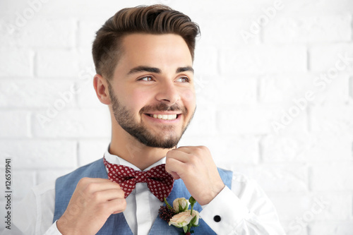 Groom getting ready on his ...