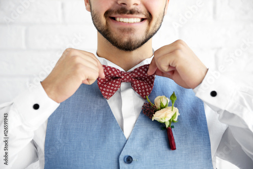 Groom getting ready on his ...