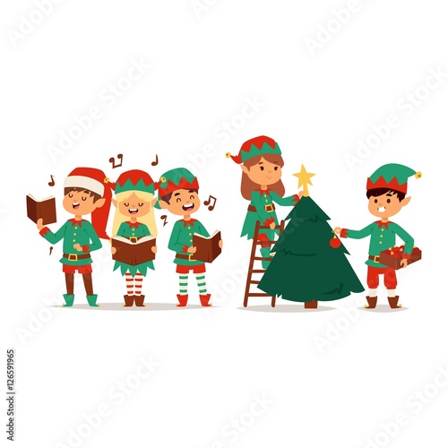 Santa Claus kids cartoon elf helpers