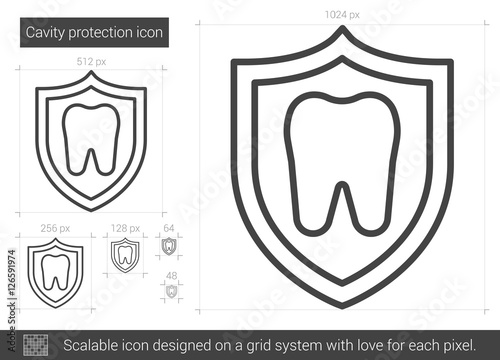 Cavity protection line icon.