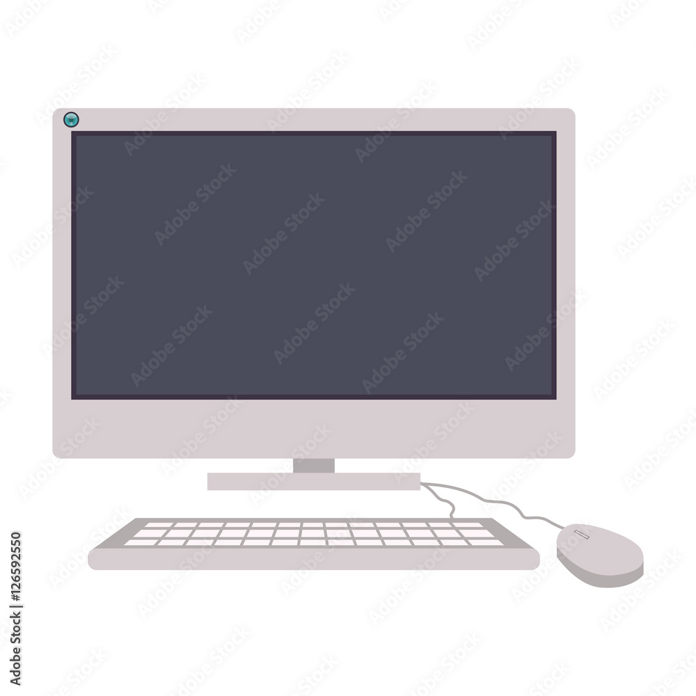 monitor computer with mouse and keyboard icon over white background. vector illustration monitor computer with mouse and keyboard icon over white background. vector illustration