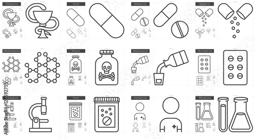 Medicine line icon set.