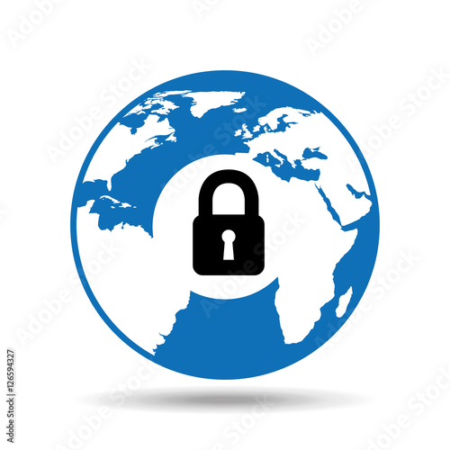 globe world icon padlock security design vector illustration eps 10