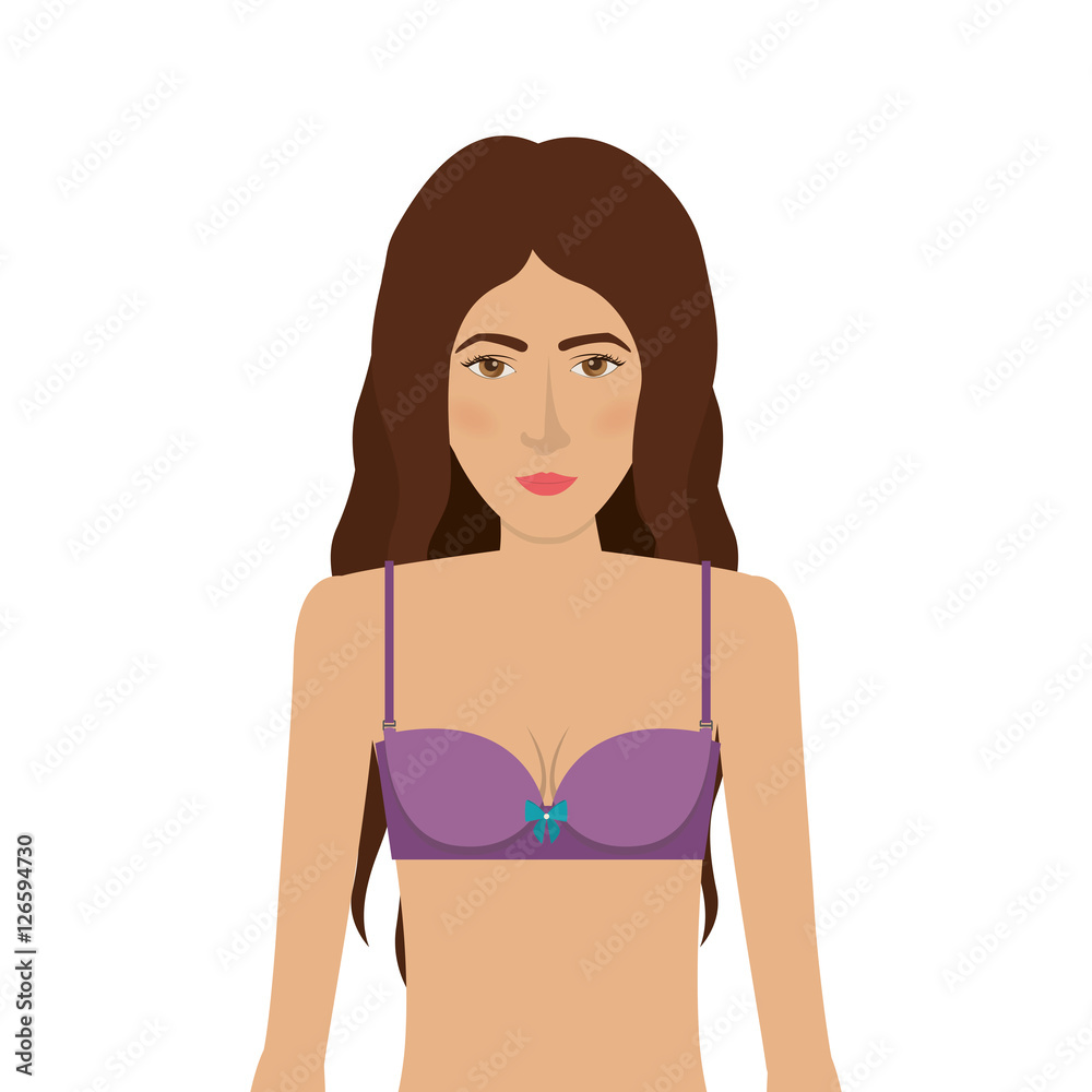 woman in colorful bra. over white background. underwear design. vector illustration woman in colorful bra. over white background. underwear design. vector illustration