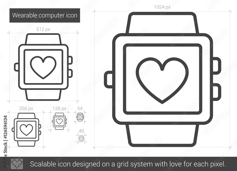 Wearable computer line icon. Wearable computer line icon.