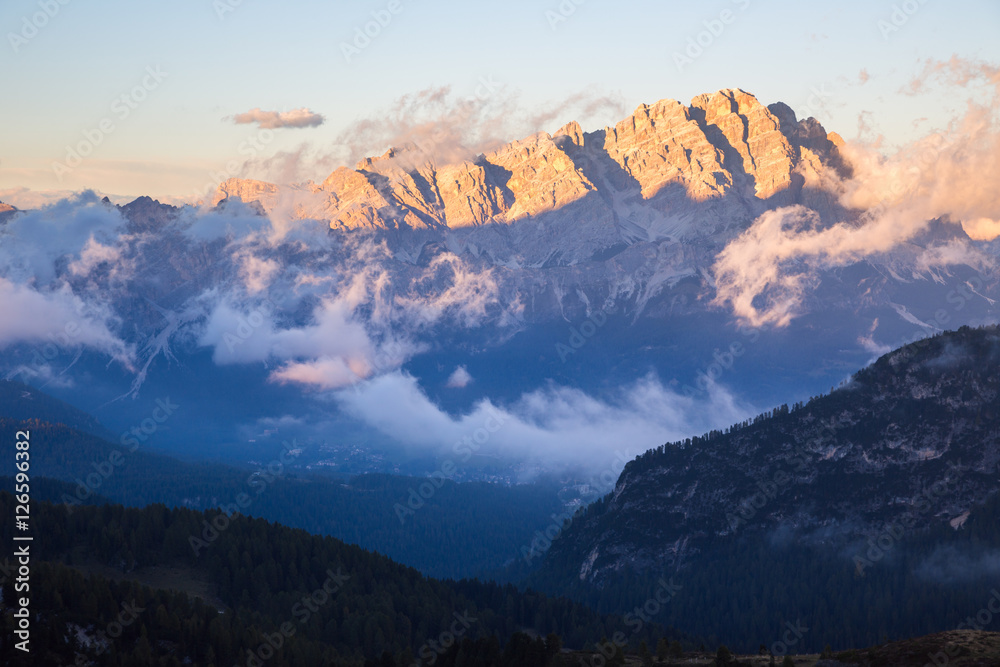 Beautiful sunrise on the Dolomites