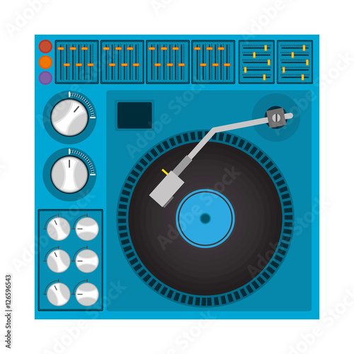 mixer turntable music device icon over white background. disc jockey design. vector illustration