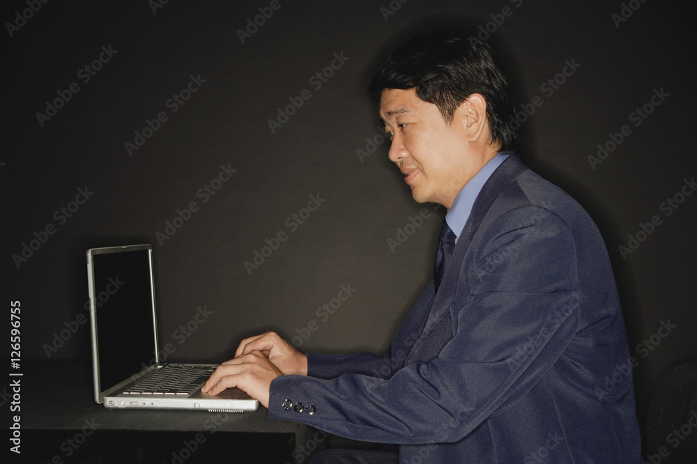 Businessman using laptop