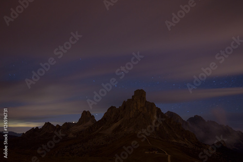Night sky with stars at mountains