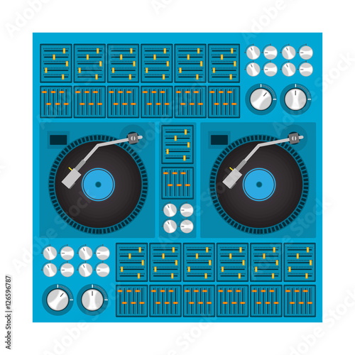 mixer turntable music device icon over white background. disc jockey design. vector illustration