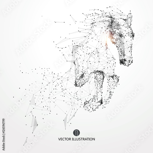 Galloping horse,lines and connected to form,vector illustration,The moral development and progress.