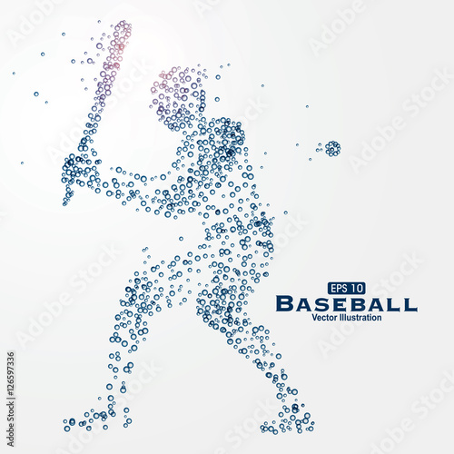 Athletes image composed of particles, vector illustration.