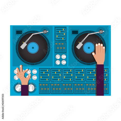 mixer turntable music device icon over white background. disc jockey design. vector illustration
