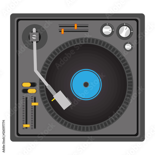 mixer turntable music device icon over white background. disc jockey design. vector illustration