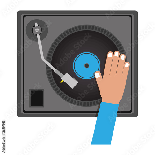 mixer turntable music device icon over white background. disc jockey design. vector illustration