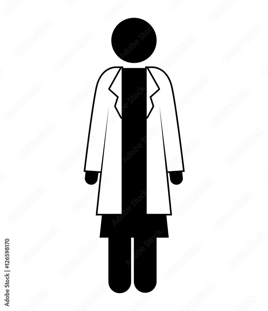 silhouette of avatar woman medical doctor icon over white background. vector illustration silhouette of avatar woman medical doctor icon over white background. vector illustration