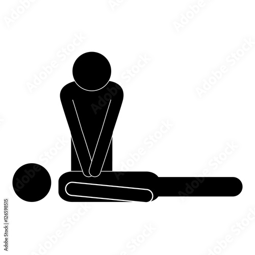 person doing cpr to pacient icon over white background. pictogram design. vector illustration