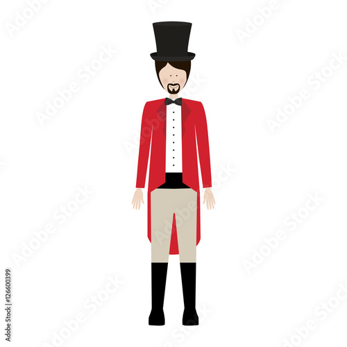 announcer man over white background. circus colorful design. vector illustration