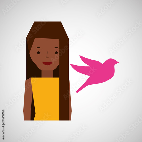 girl afro bird fly icon vector illustration eps 10