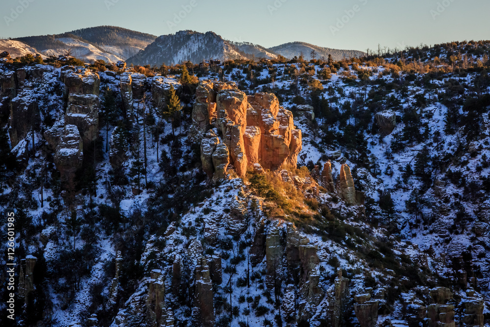 Rock Formations at Sunset in Chiricahua National Monument Resemble An Ember on Nature's Fireplace, SE Arizona