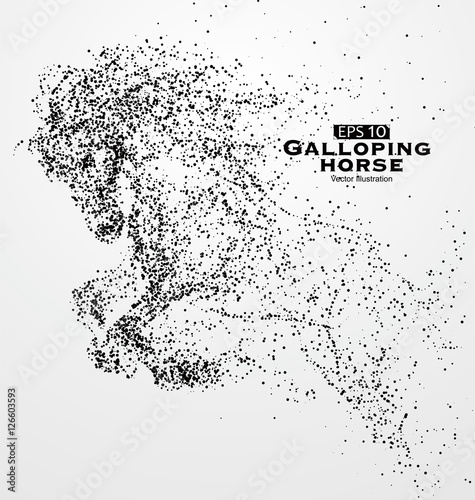 Galloping horse,Many particles,sketch,vector illustration,