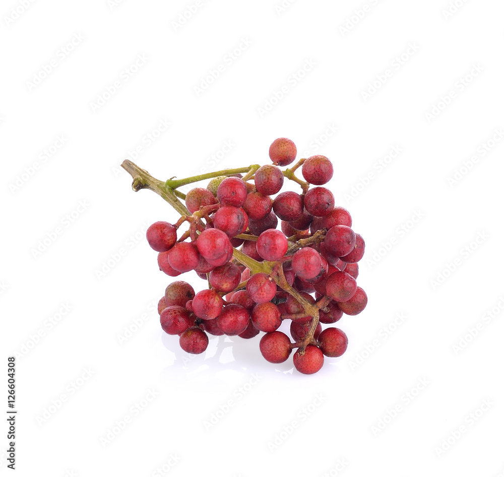 Fototapeta premium Szechuan pepper (Zanthoxylum piperitum), fruits on white