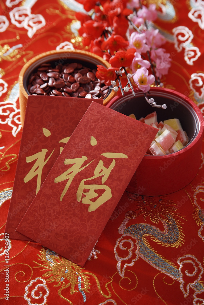 Still life of Chinese new year goodies