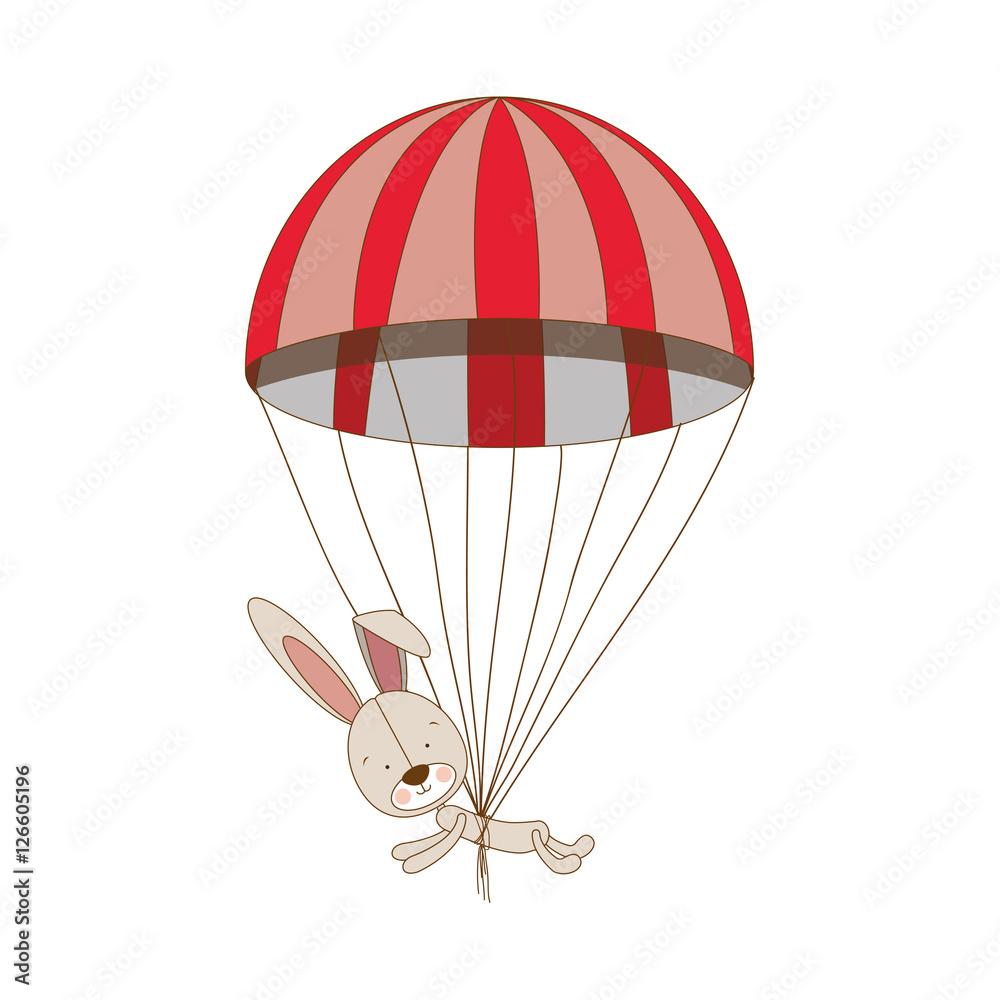 rabbit or bunny with parachute icon image vector illustration design ...