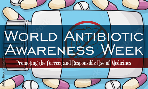 Banner for Responsible Use of Medicines in Antibiotic Awareness Week, Vector Illustration