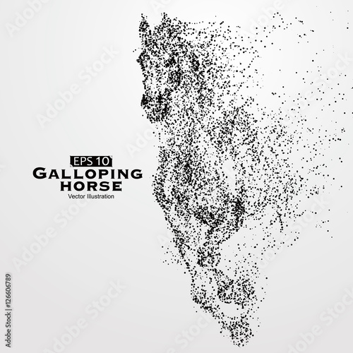 Galloping horse,Many particles,sketch,vector illustration,The moral development and progress.