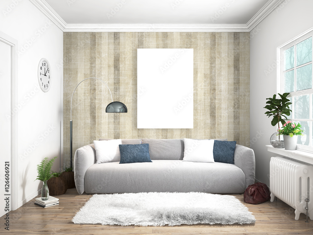 Naklejka premium Modern bright interior . 3D rendering