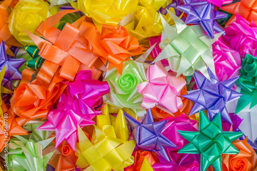 Ribbon flower made with folded hands