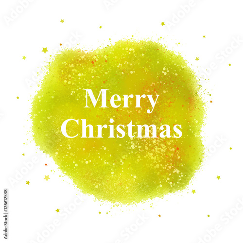 Christmas sale design template. .Paint stain from splashes and stars on white background.