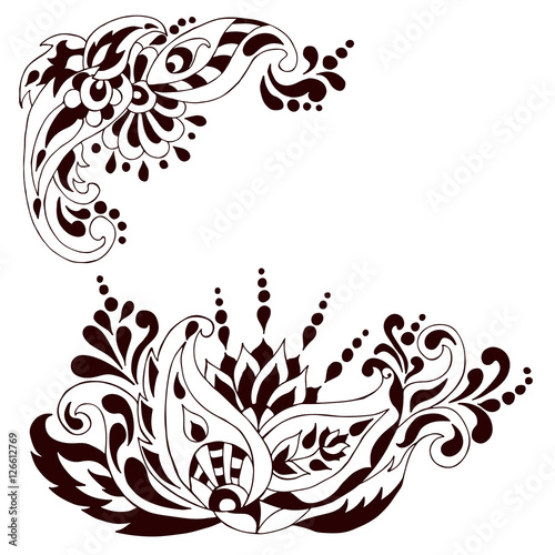 Henna tattoo doodle vector elements