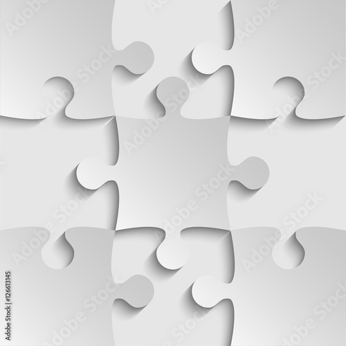 Vector Grey Puzzles Piece JigSaw - 9 Pieces.
