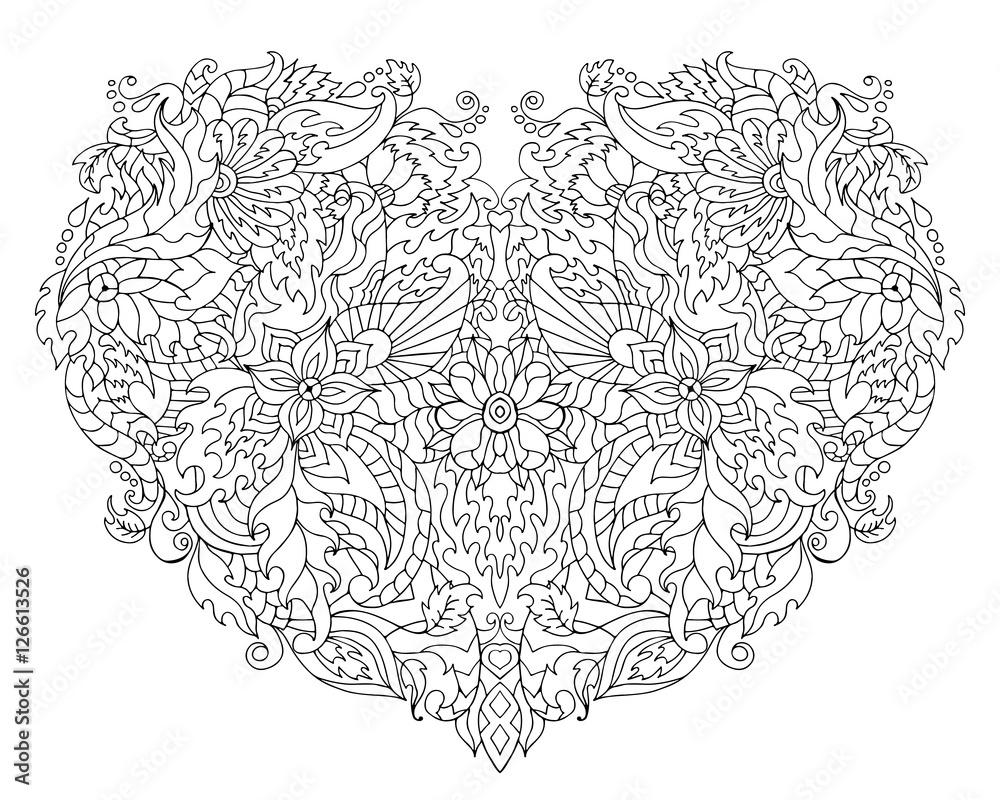 Fototapeta premium Hand drawn flower heart