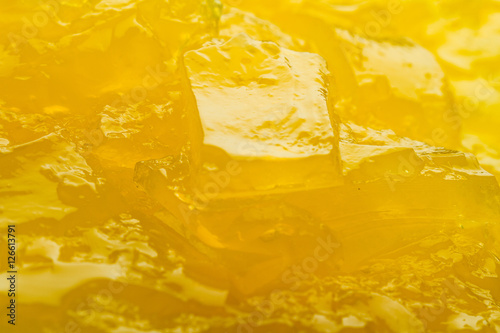 Macro horizontal of yellow jelly texture