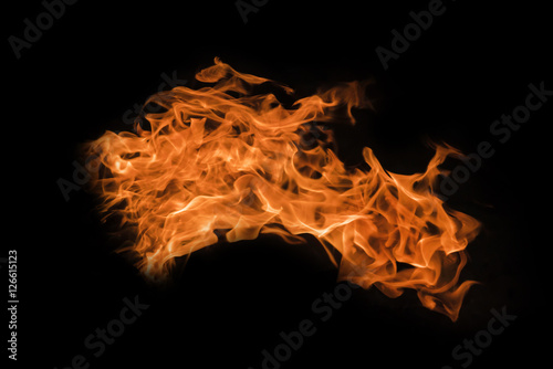 Orange flames on a black background. Isolated © watman