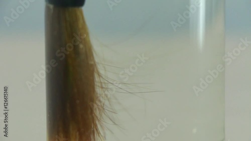 Brush Calligraphy Rinse a Glass of Water. Air Bubbles in the Villi 2