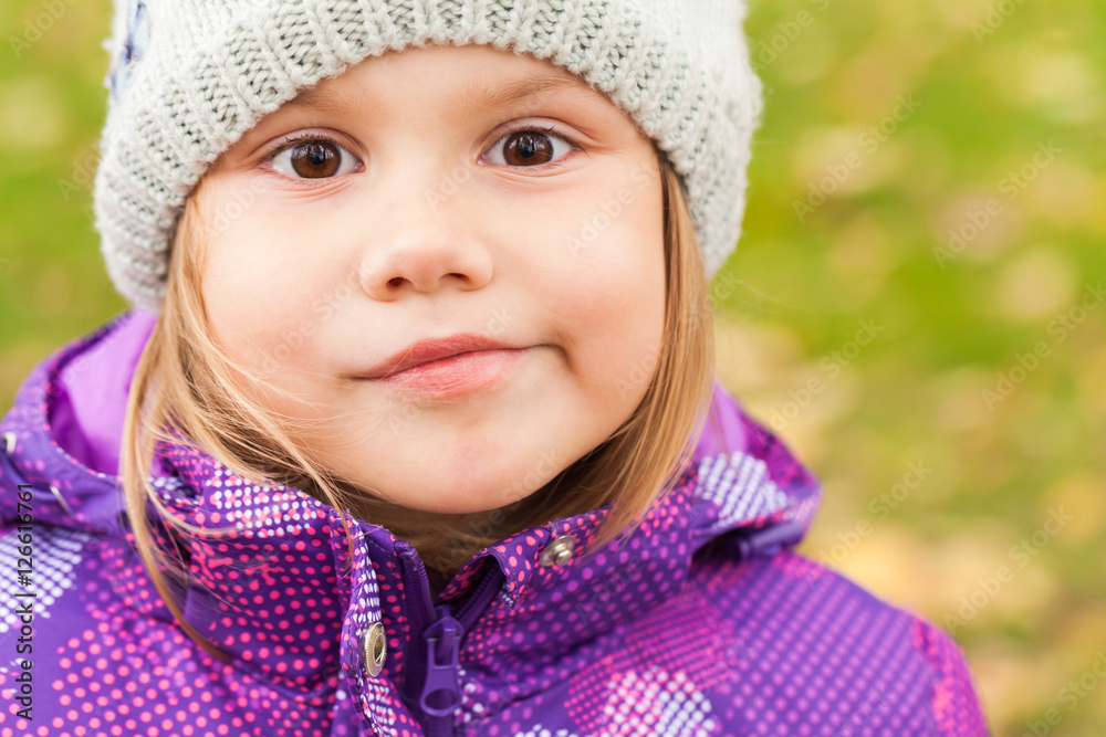 Funny smiling Caucasian little girl, close-up Funny smiling Caucasian little girl, close-up