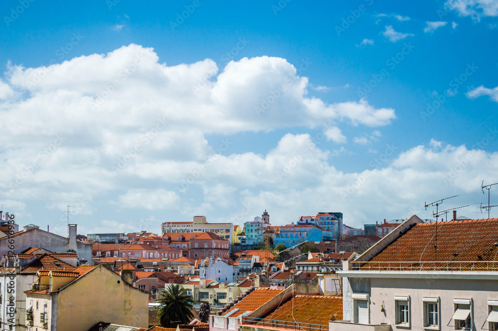 Lisbon aerial cityscape skyline, Portugal