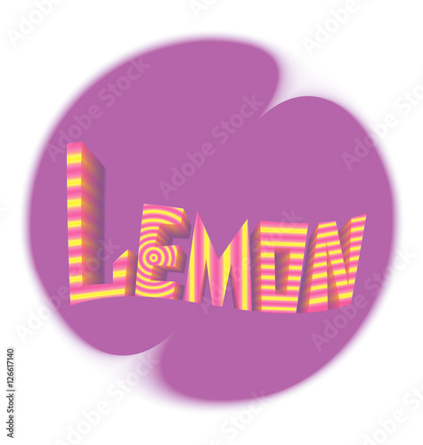 striped inscription lemon violet background circle