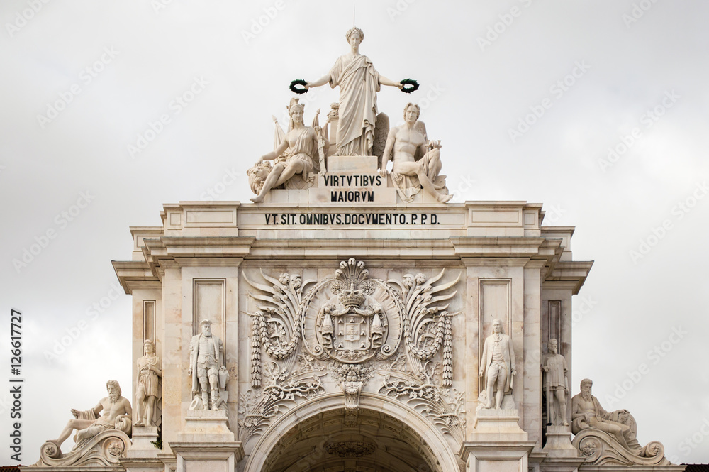 The arch on Praca do Comercio (Commerce Square) in Lisbon, Portugal