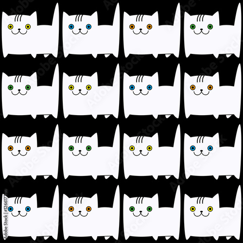 Seamless vector background with decorative cats. Print. Repeating background. Cloth design, wallpaper.