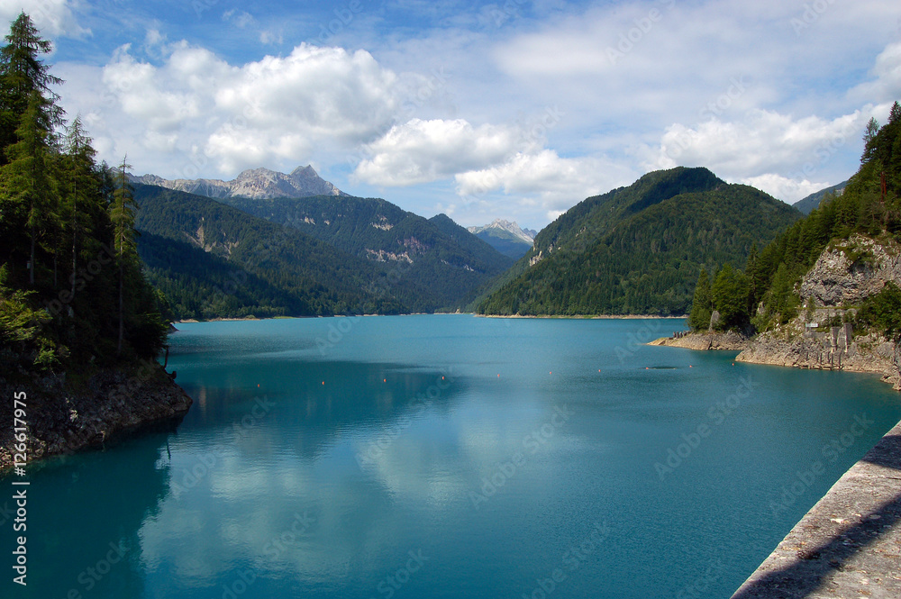 The artificial lake of Sauris (Lago di Sauris) in Friuli, Italy
