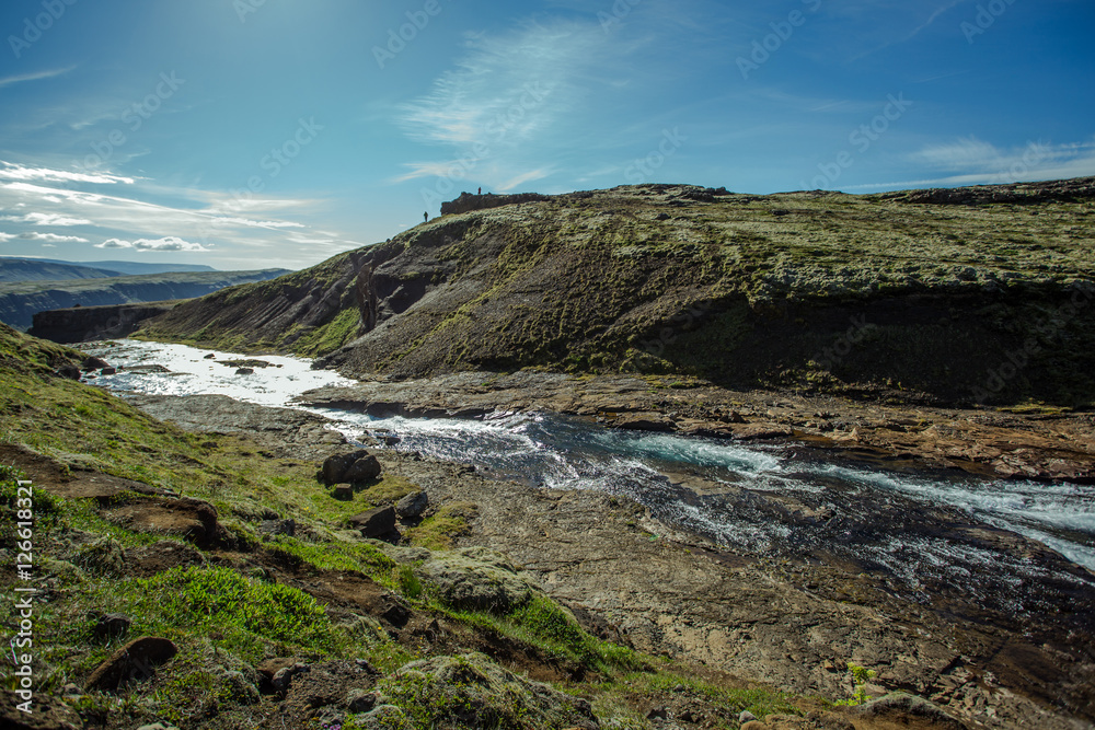 River flow. Glymur waterfall, Iceland